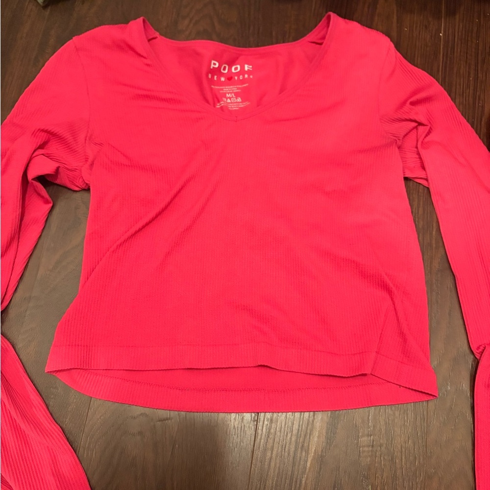 Poof! Orange Long Sleeve Crop Blouse